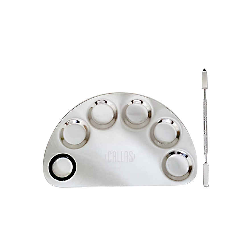 Callas Stainless Steel Makeup Mixing Palette with Spatula (Well Type)
